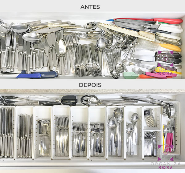 Como organizar gavetas de talheres e utensílios