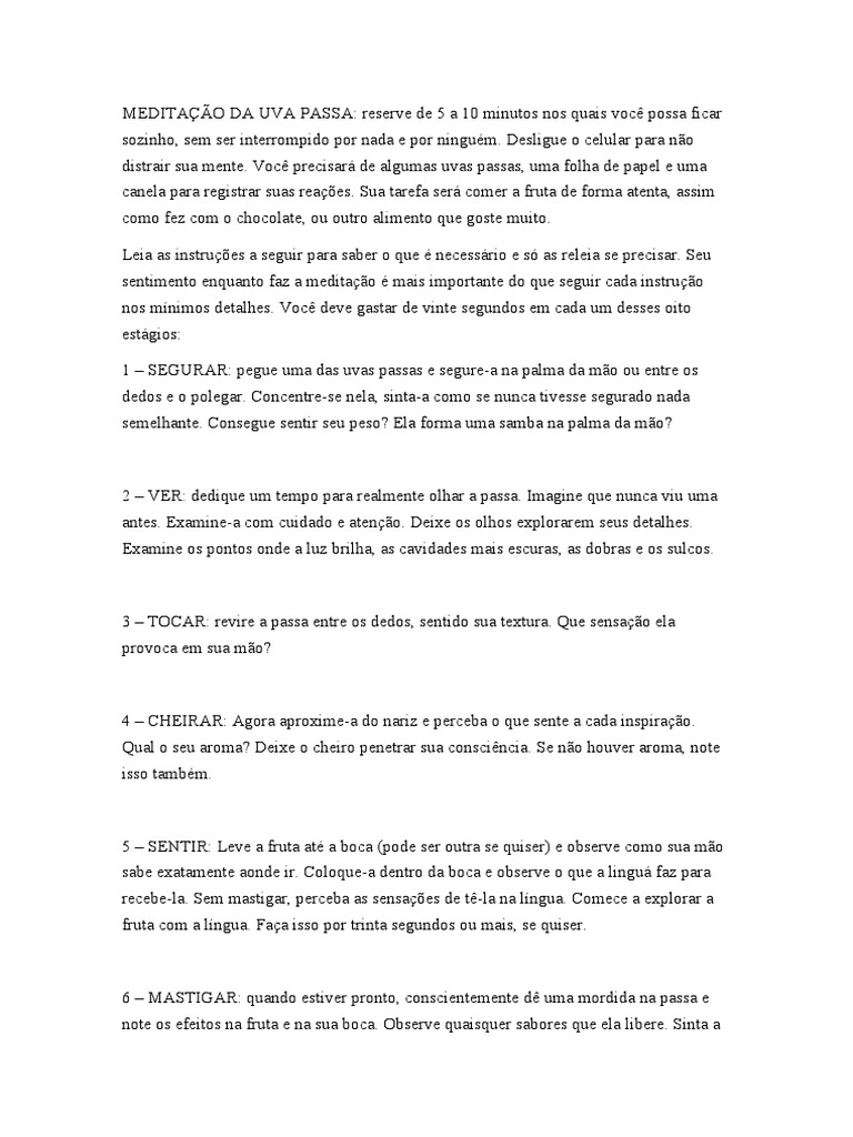 Como praticar a meditação da uva passa com crianças