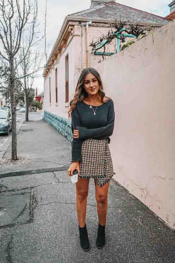 5 maneiras de usar saia plissada com bota no inverno