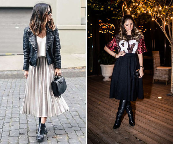 Looks de trabalho com saia plissada e bota: elegância garantida