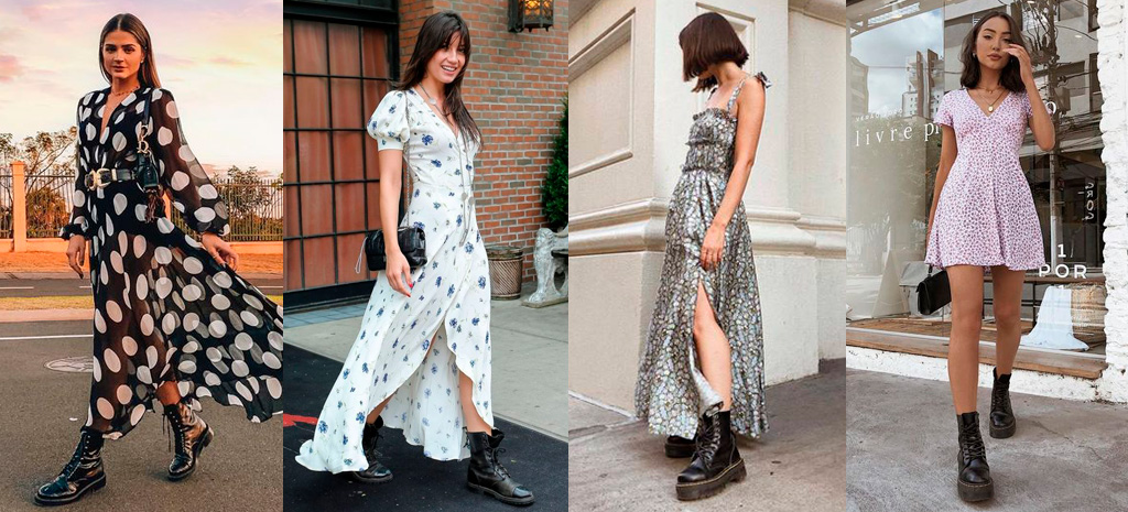 Como usar bota coturno com vestido de seda