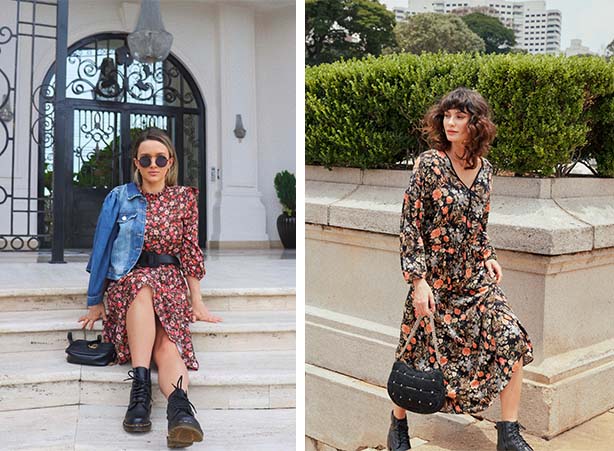 Como usar bota coturno com vestido de seda