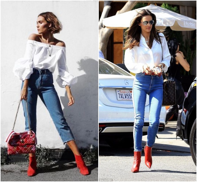Como usar bota de verniz vermelha com jeans