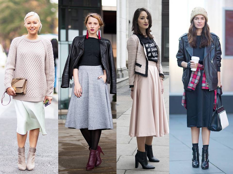 Como usar bota meia (sock boots) com saia midi