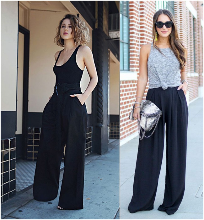 Looks com calça pantalona preta para noite