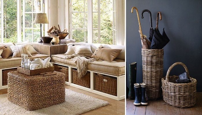 como usar cestos na sala de estar