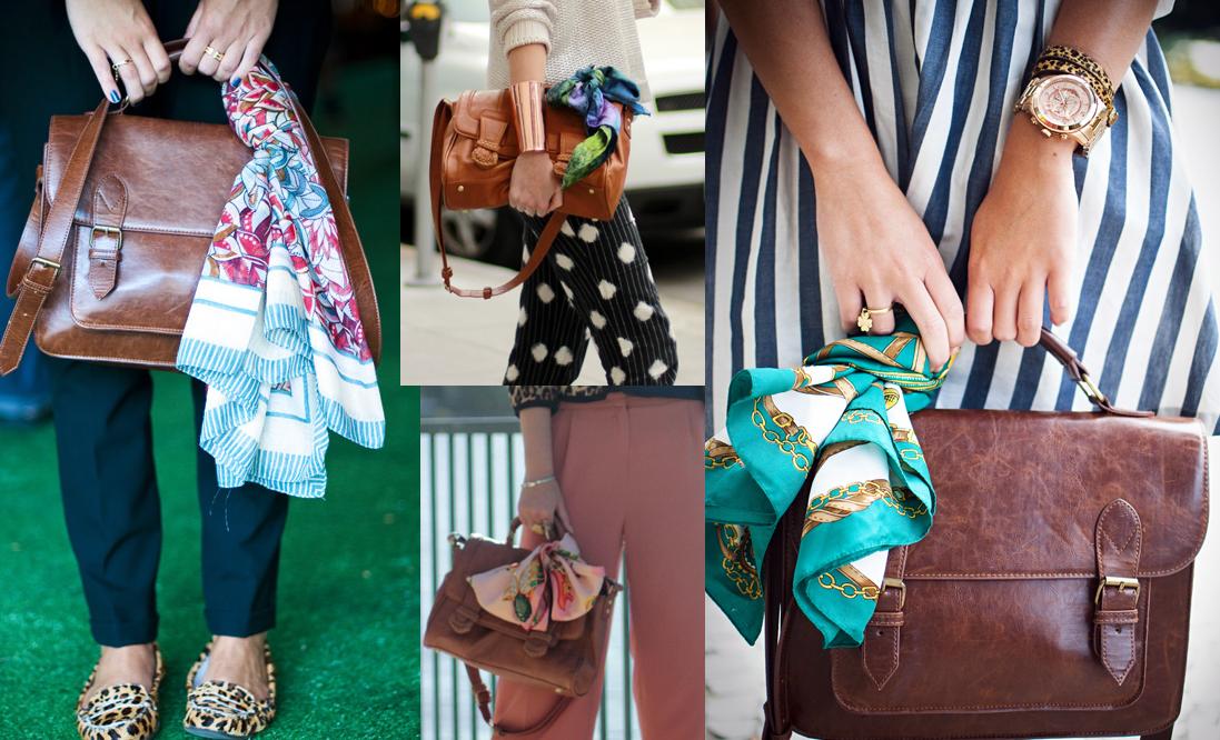 Como usar echarpe de seda como acessório de bolsa