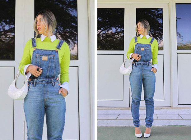 como usar jardineira jeans no inverno