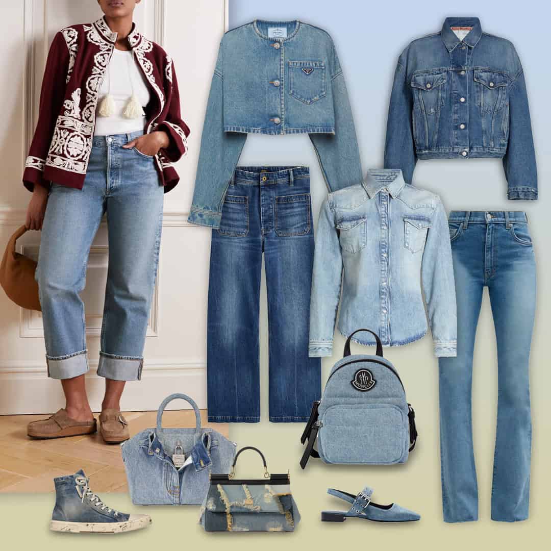 tendências de looks all denim 2026
