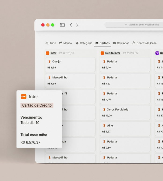 planilha de gastos automática notion