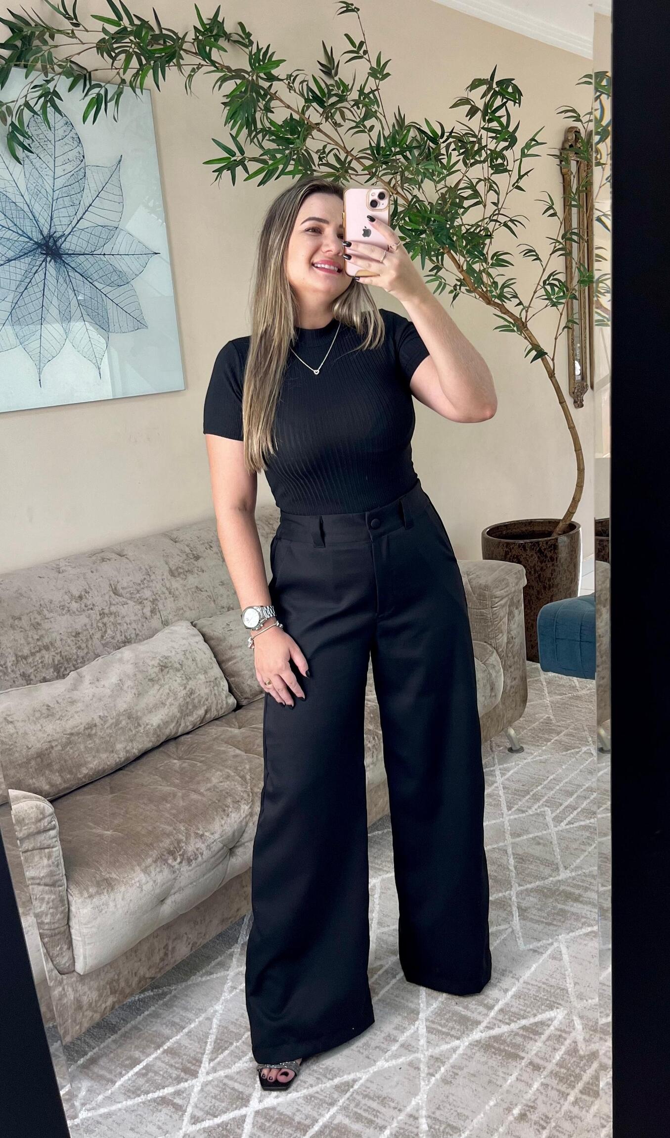 pantalona preta casual