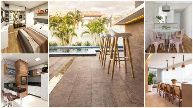 Como integrar ambientes usando porcelanato amadeirado sem soleiras