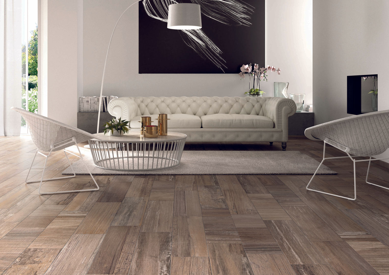 Como integrar ambientes usando porcelanato amadeirado sem soleiras