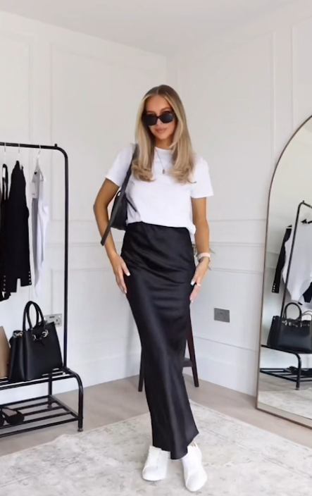 Como usar saia de cetim (slip skirt) no dia a dia