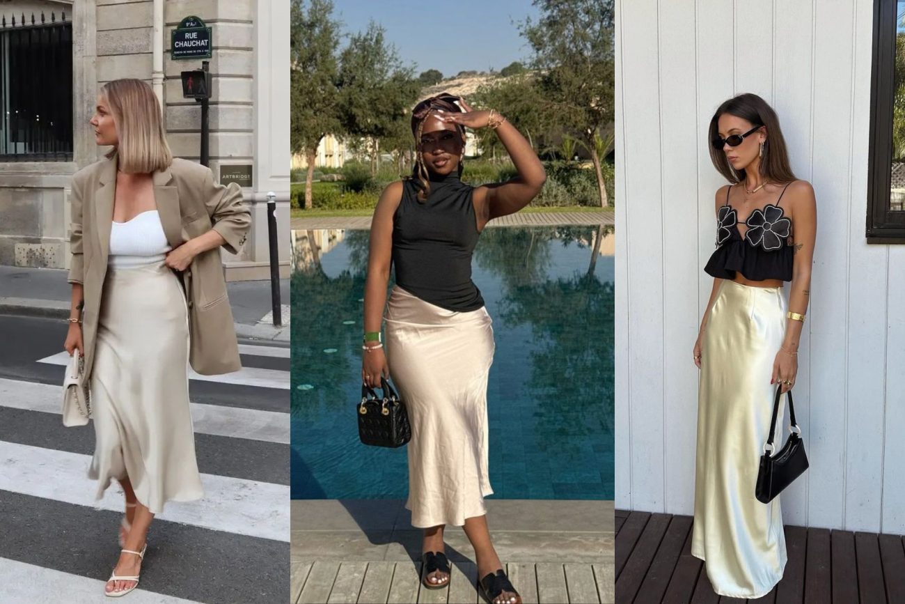 Como usar saia de cetim (slip skirt) no dia a dia