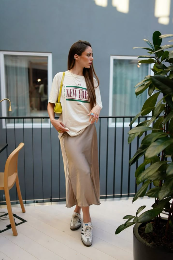 Como usar saia de cetim (slip skirt) no dia a dia