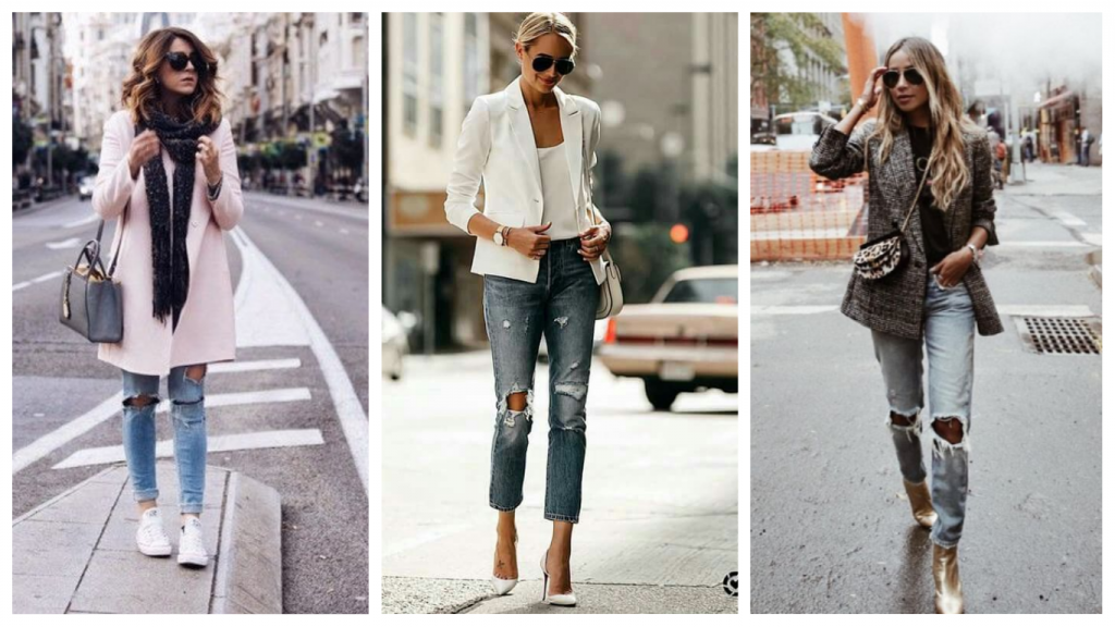 Como usar scarpin de bico fino com jeans destroyed