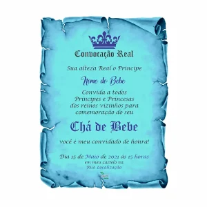 convite cha de bebe menino moldura principe