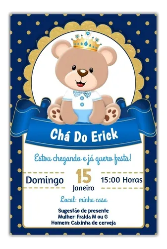 convite cha de bebe principe