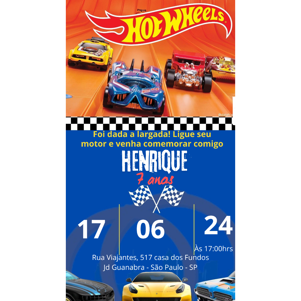 convite hot wheels png