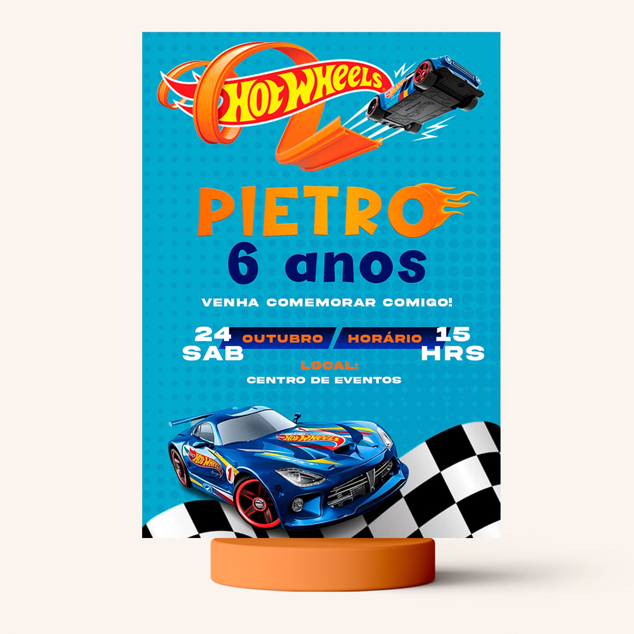 convite hot wheels para editar grátis