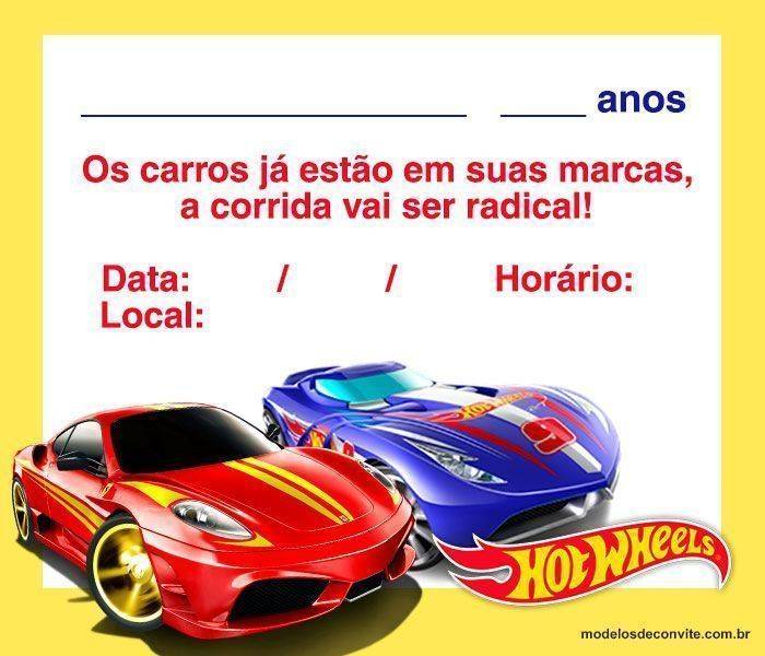 convite hot wheels pdf
