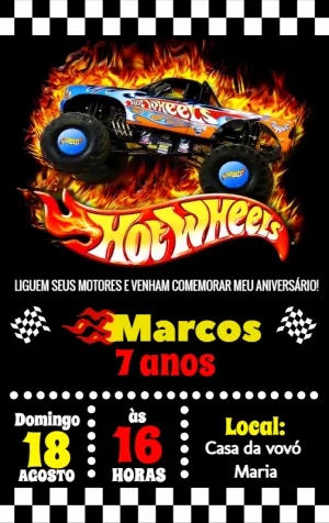 convite hot wheels para imprimir