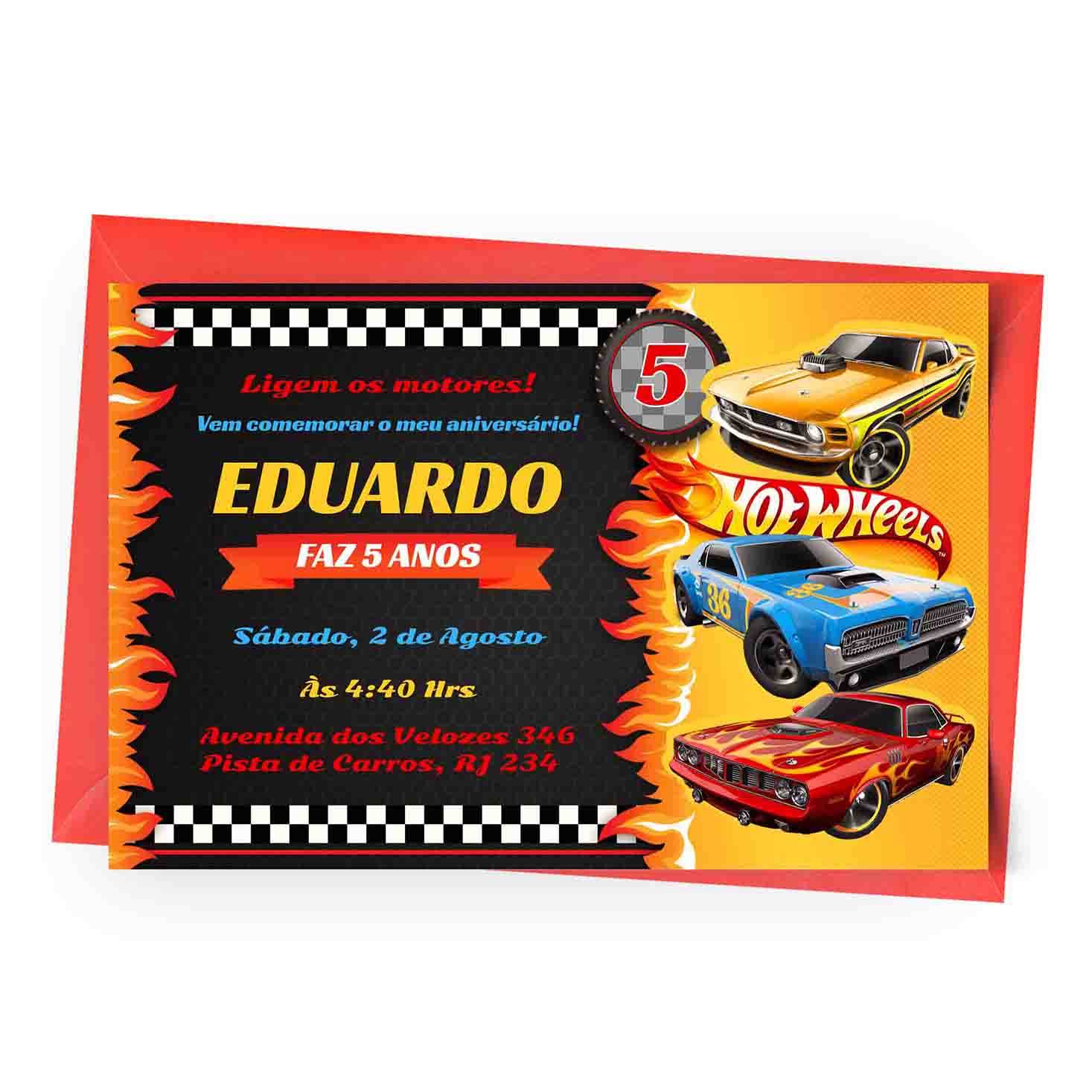 modelo convite hot wheels