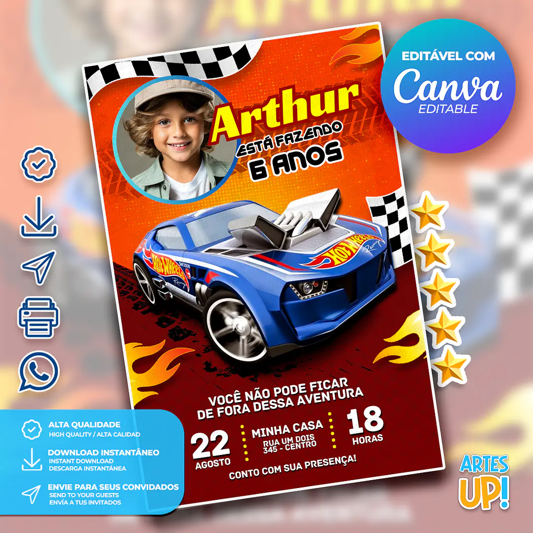 convite hot wheels radical