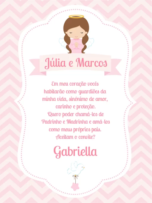 convite para madrinha de bebe