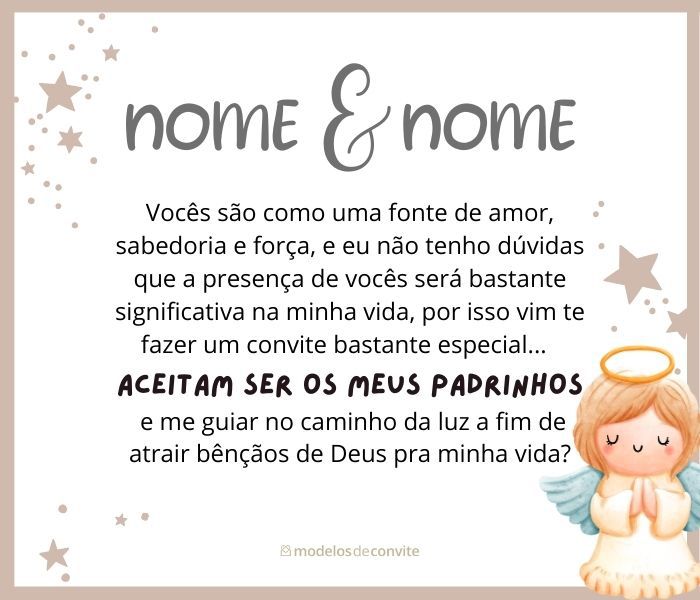 convite para padrinhos de bebe