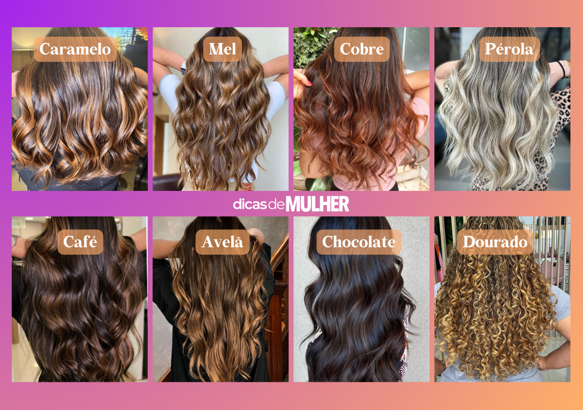 luzes em cabelo escuro