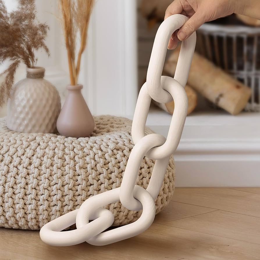 corrente de madeira vs corrente de metal para decoração