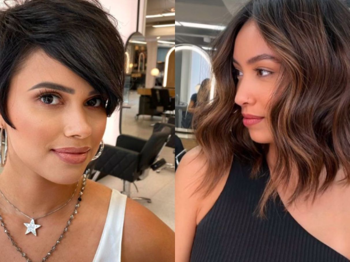 corte com franja para rosto redondo