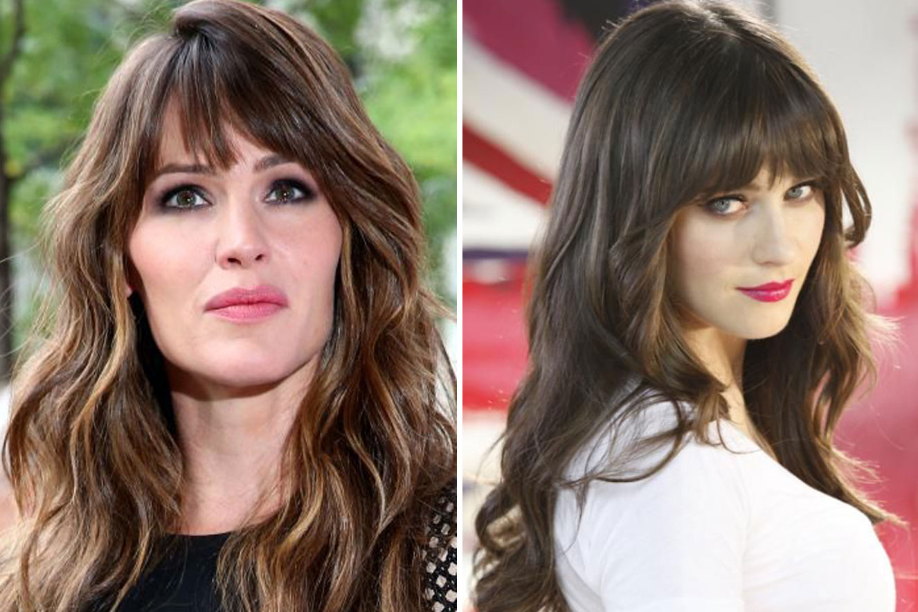 corte de cabelo longo com franja para rosto em formato de coração