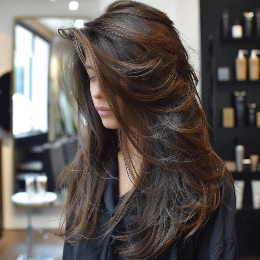 inspiração corte em camadas cabelo liso médio