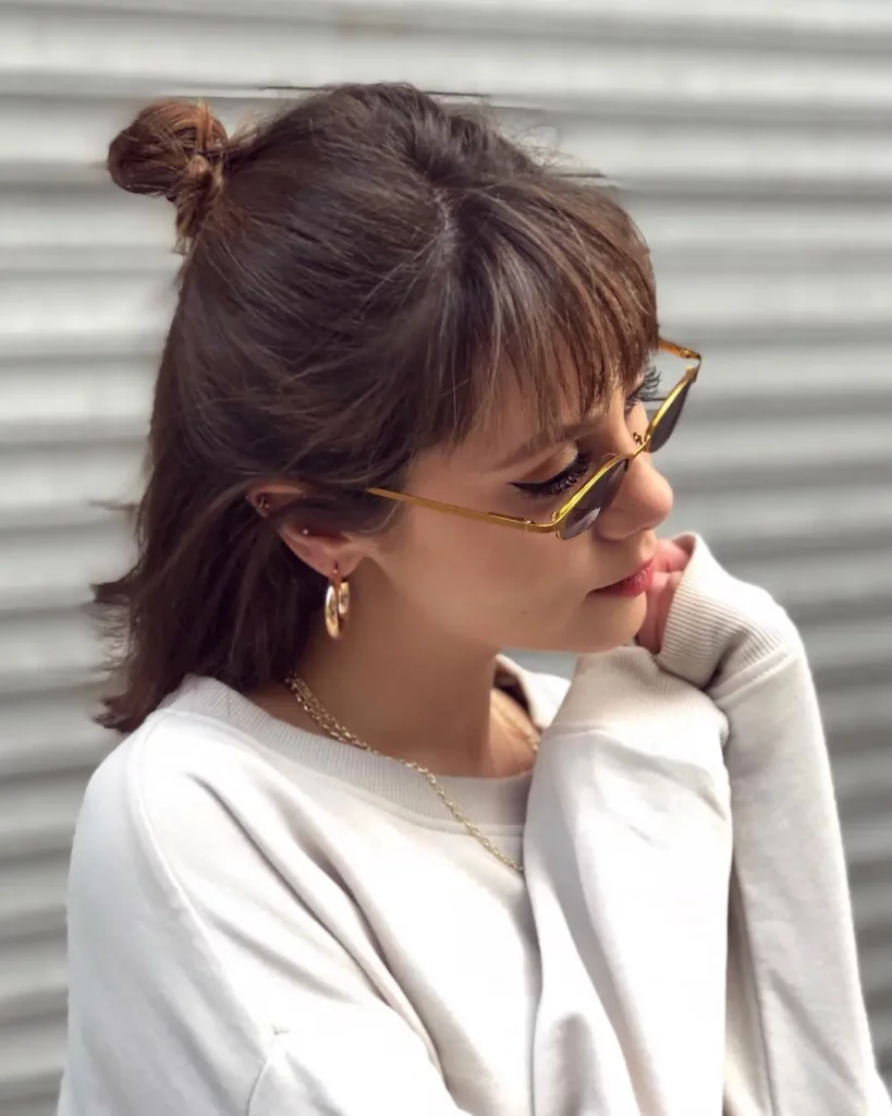 long bob com franja curtain bangs