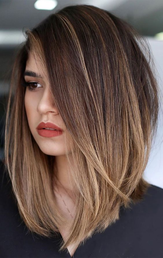 long bob com franja desfiada