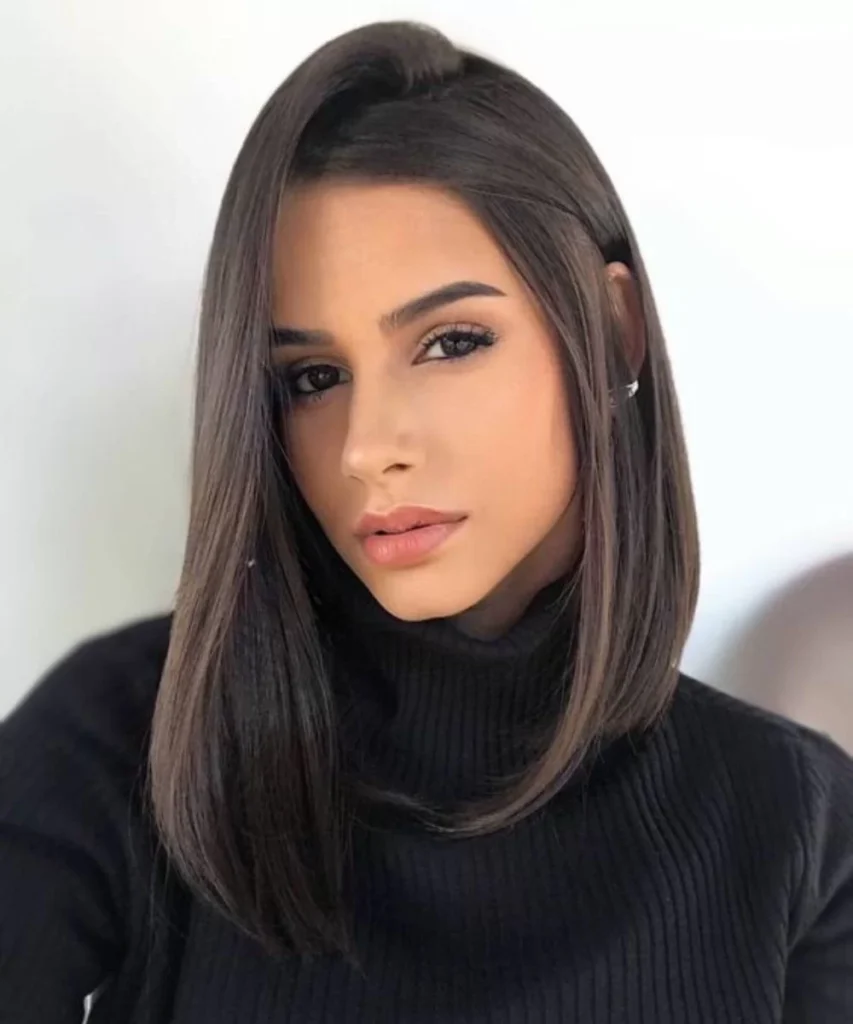 long bob médio para rosto oval