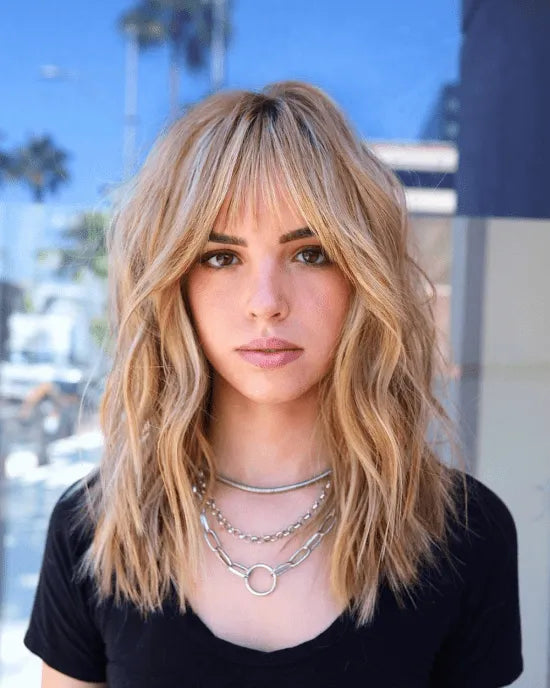 corte shaggy cabelo longo