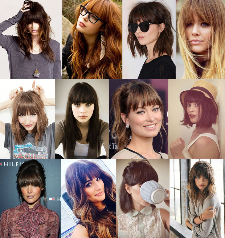 cabelo cacheado com franja longa inspiração
