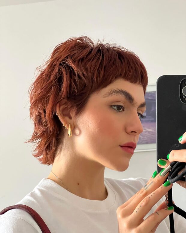 Mullet feminino para cabelo cacheado