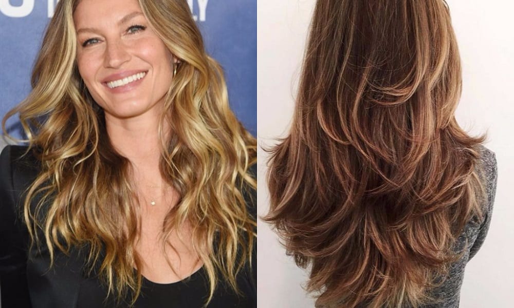 cortes de cabelo em camadas para rosto quadrado