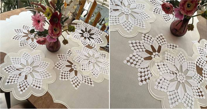 ideias de caminho de mesa de crochê para sala de jantar