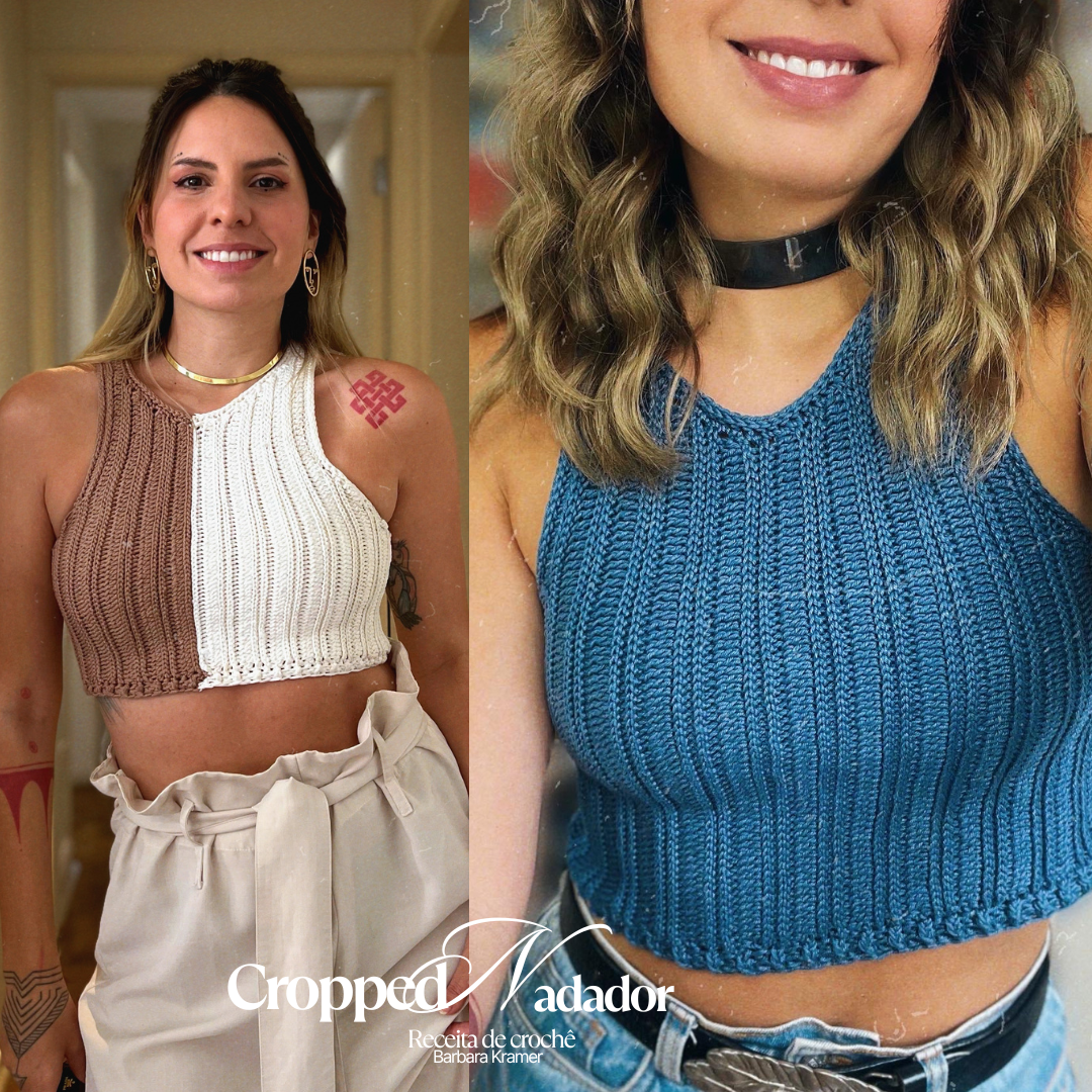 cropped de croche com grafico