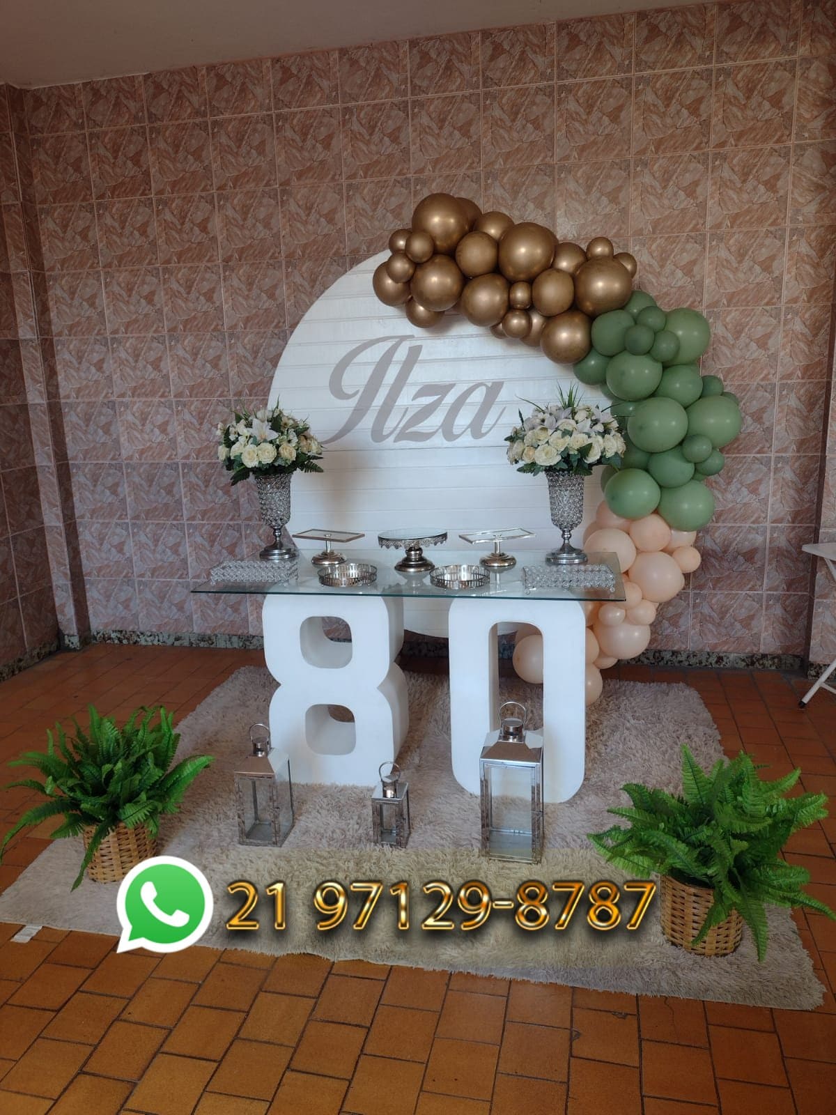 decoração mesa bolo 80 anos