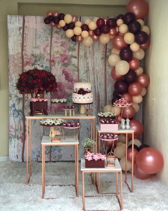 decoração aniversário feminino rose gold vs boho chic