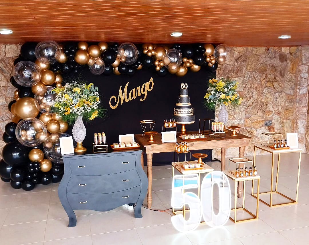 decoracao preto dourado ou prata