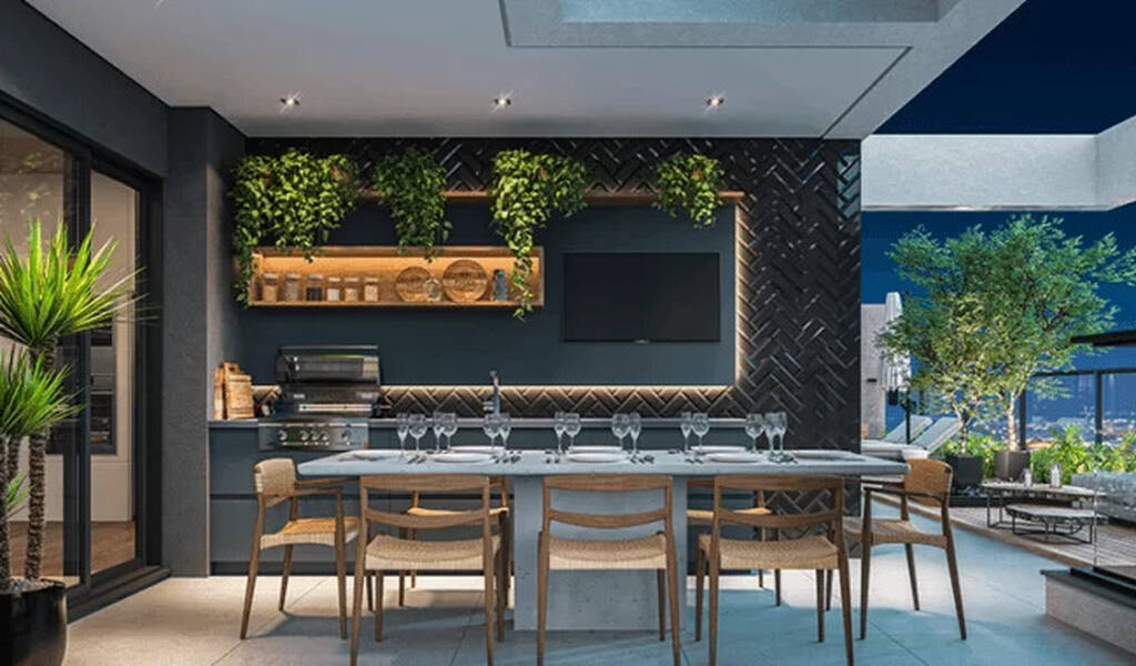 como decorar área gourmet simples com plantas