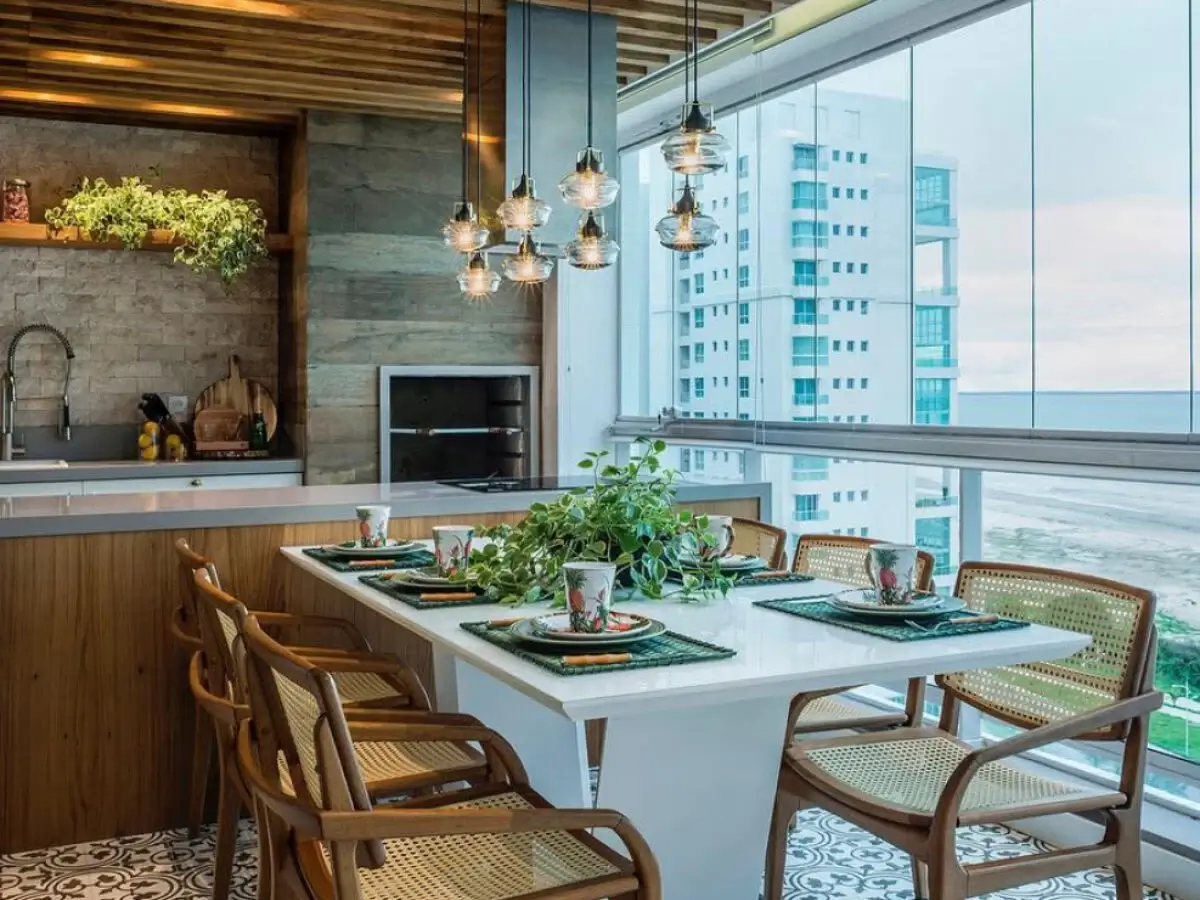 como decorar área gourmet simples com plantas